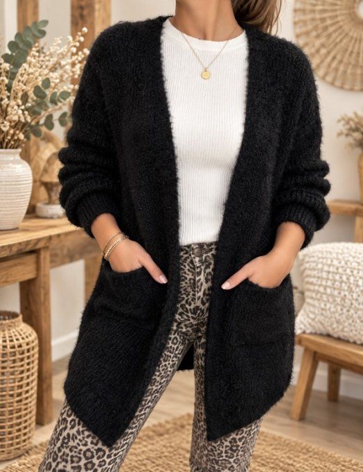 Gilet maille NOIR