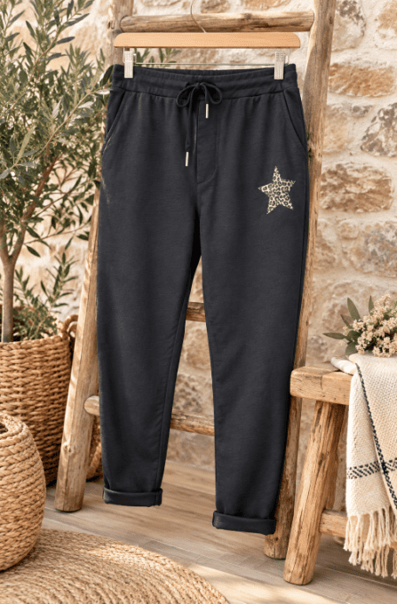 Pantalon jogging étoile léopard