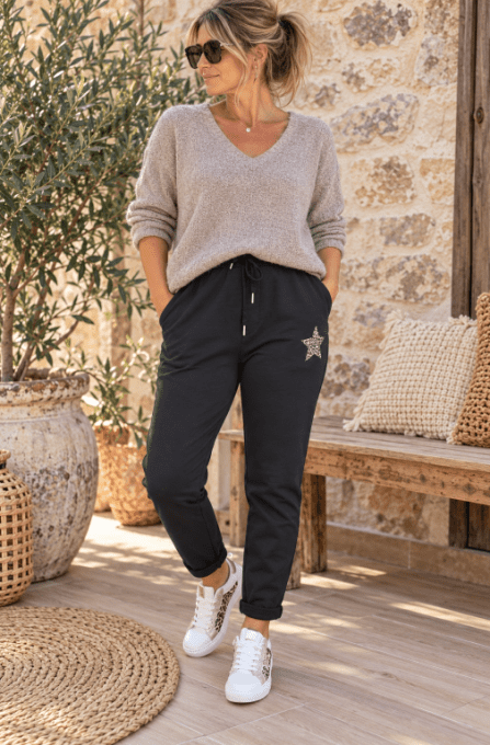 Pantalon jogging étoile léopard