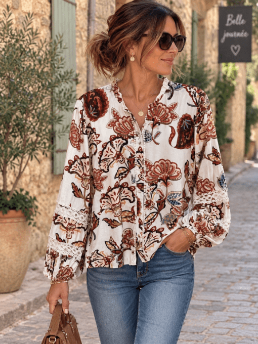 Blouse BILLIE ECRU/BORDEAUX