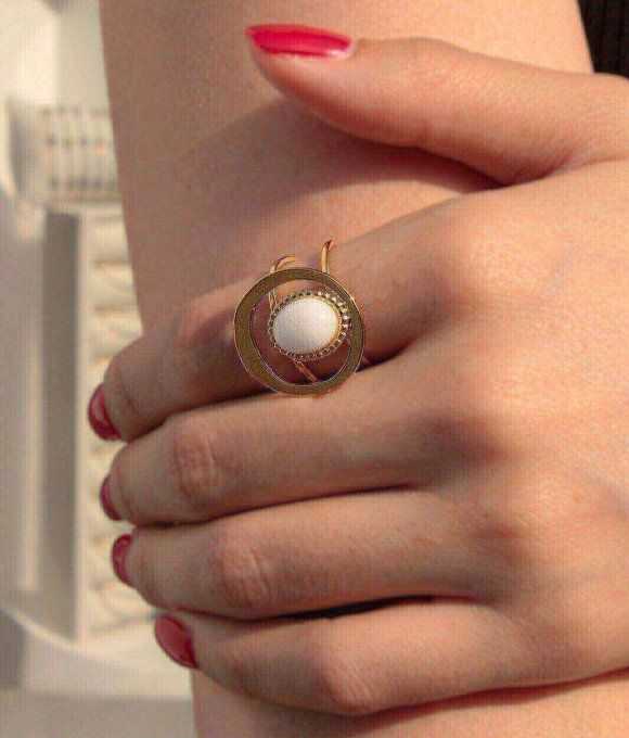 Bague ronde pierre naturelle