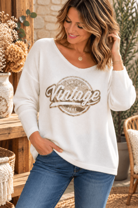Pull VINTAGE BLANC