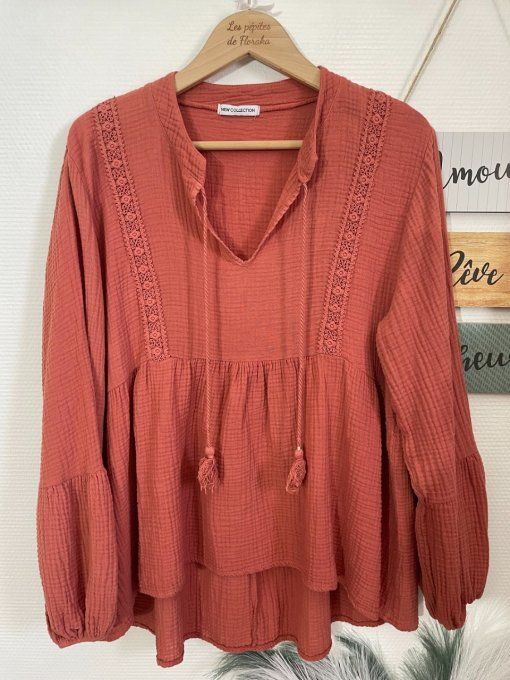 Blouse BOHEME BRIQUE