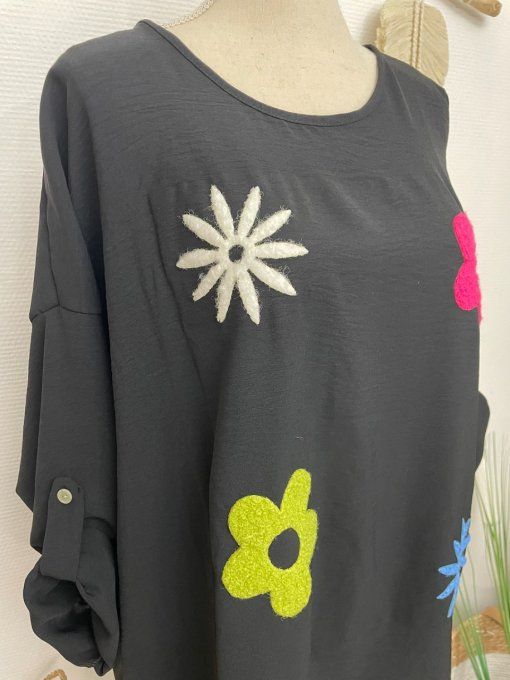 Blouse FLOWERS NOIR TU