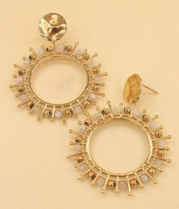 Boucles d'oreilles créoles pierres naturelles