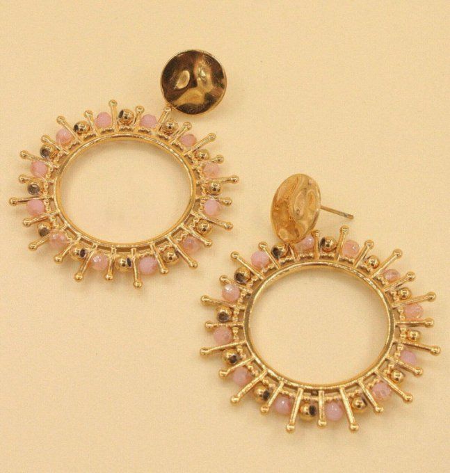 Boucles d'oreilles créoles pierres naturelles