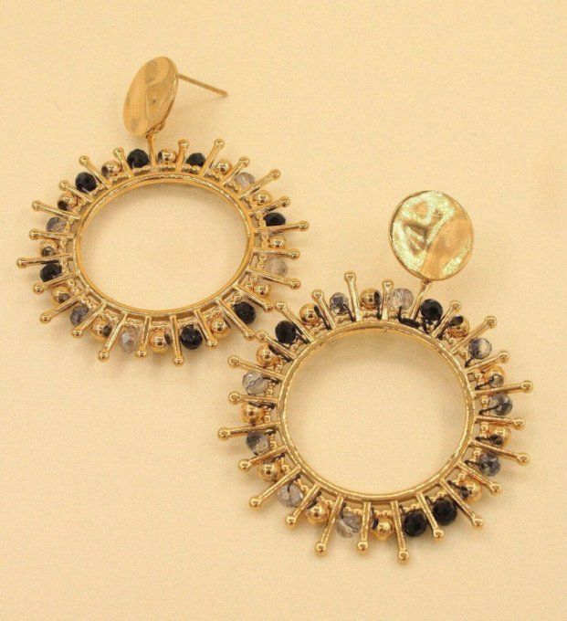 Boucles d'oreilles créoles pierres naturelles