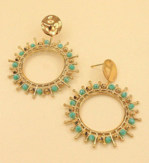 Boucles d'oreilles créoles pierres naturelles