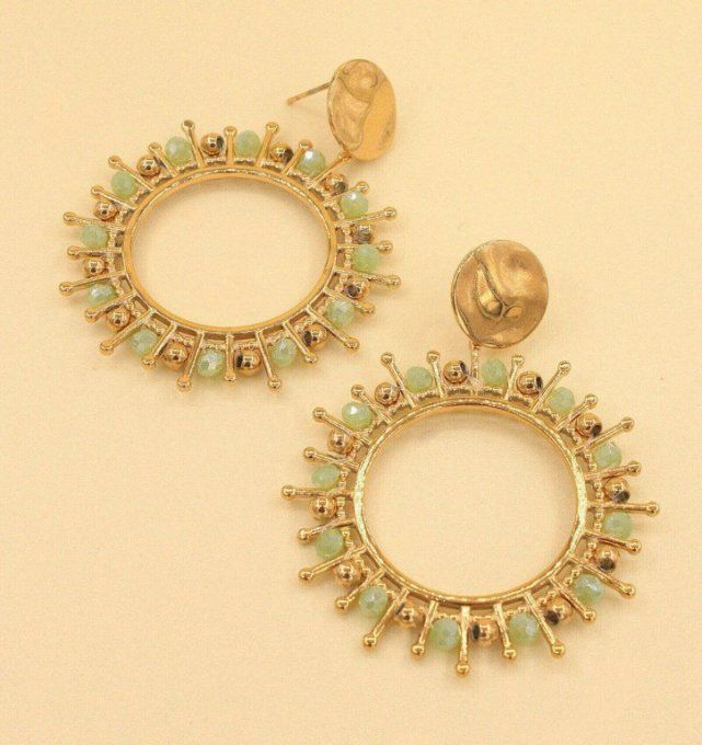 Boucles d'oreilles créoles pierres naturelles