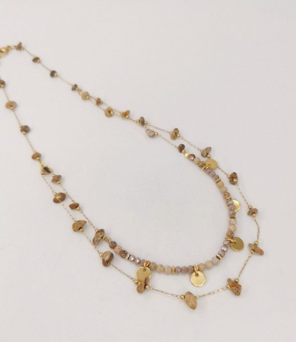 Collier double rang pierres naturelles