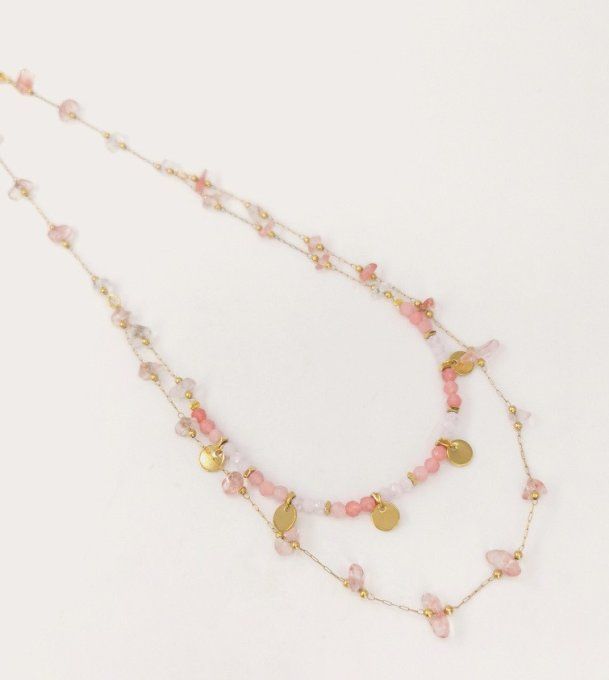Collier double rang pierres naturelles