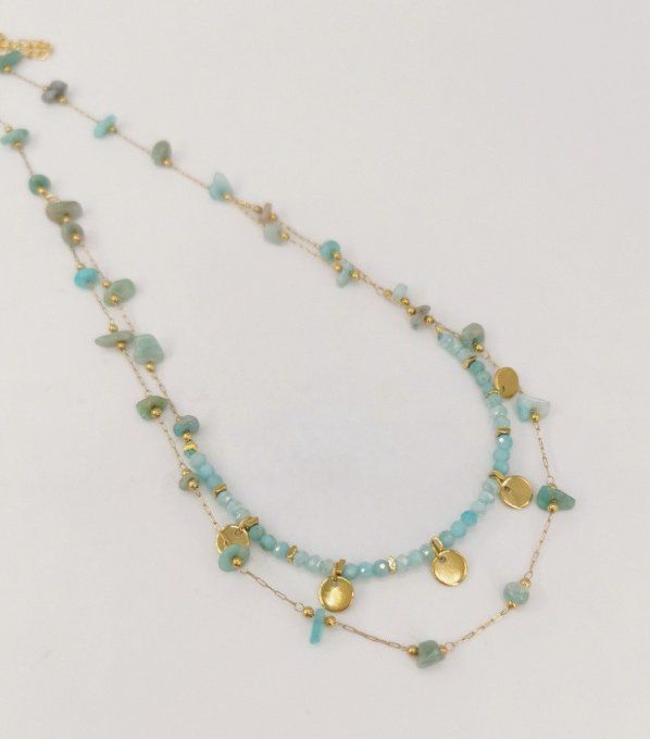 Collier double rang pierres naturelles