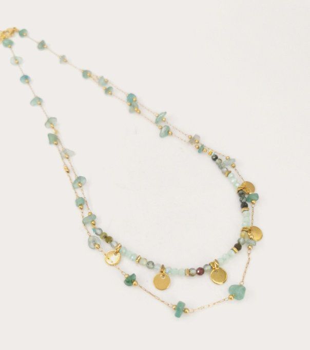 Collier double rang pierres naturelles