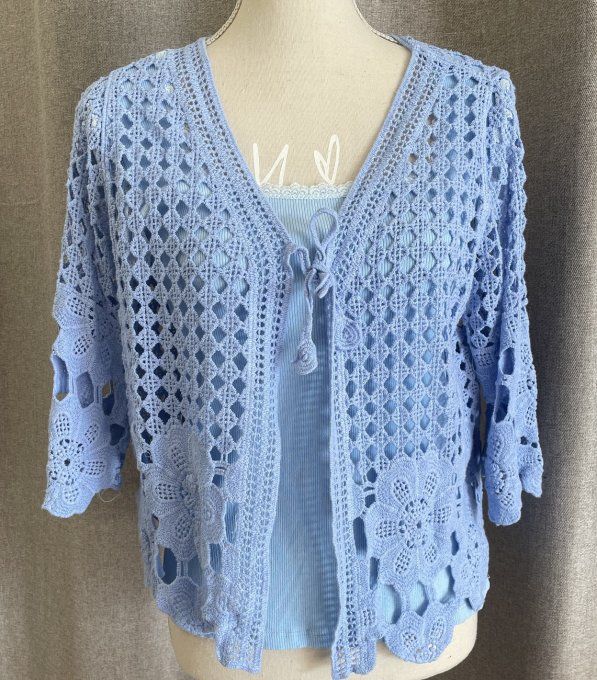 Gilet crochet fleurs