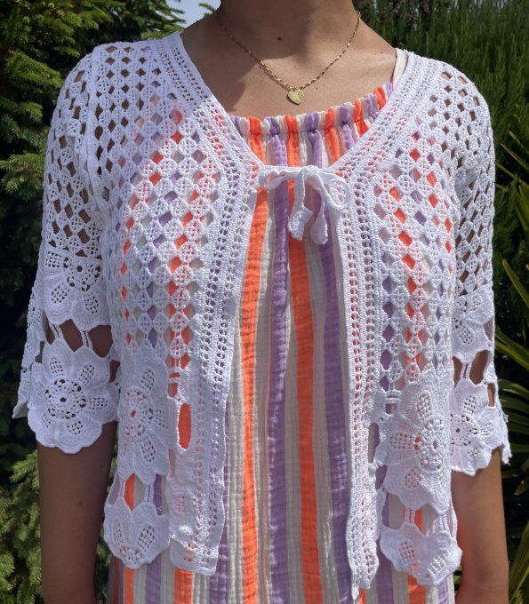 Gilet crochet fleurs