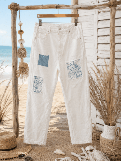 Jean blanc PATCHWORK