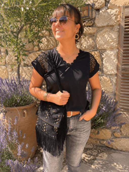 Sac besace franges 