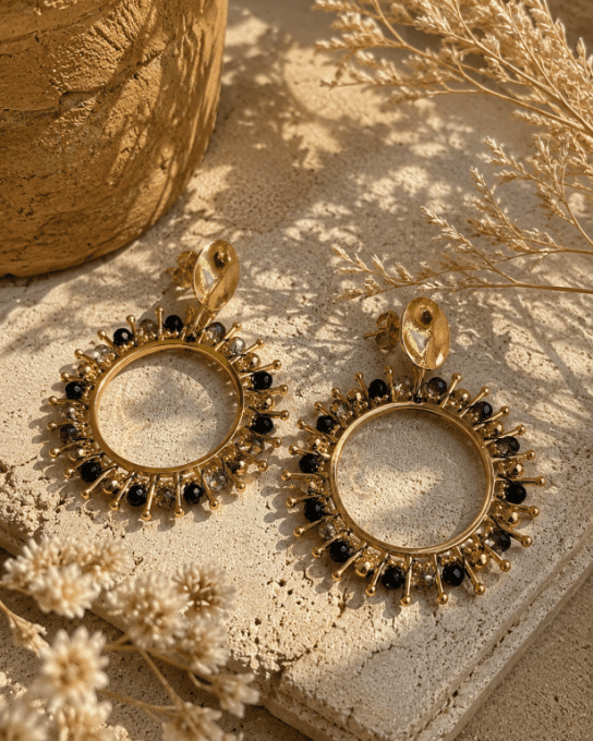 Boucles d'oreilles créoles pierres naturelles
