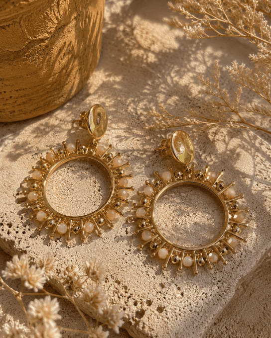 Boucles d'oreilles créoles pierres naturelles