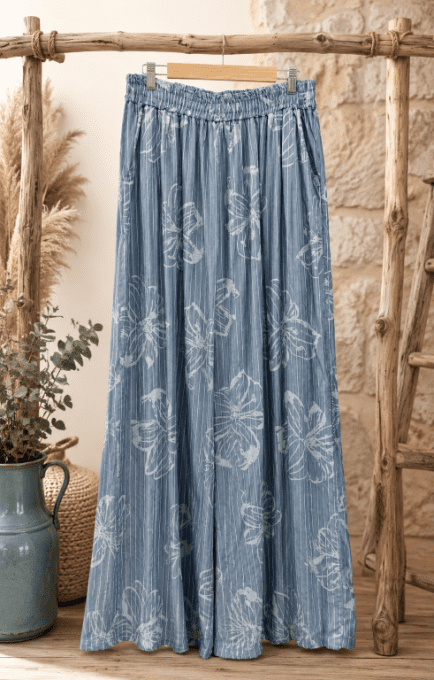 Pantalon  FLEURS BLEU JEAN
