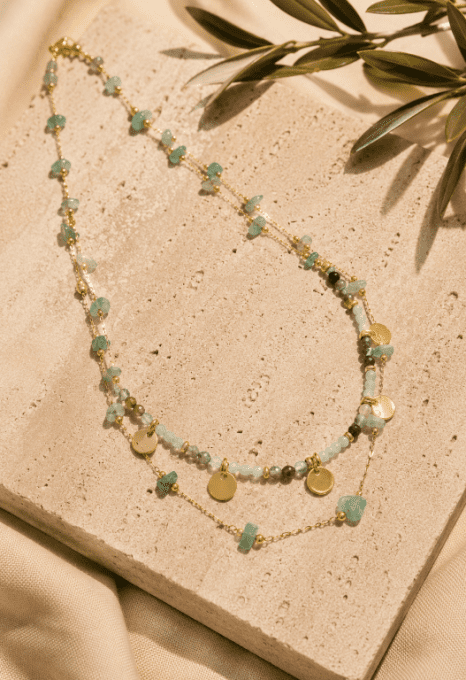 Collier double rang pierres naturelles