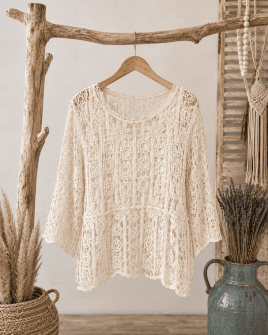 Pull crochet JULIETTE BEIGE