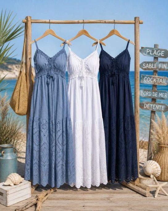 Robe longue broderie anglaise