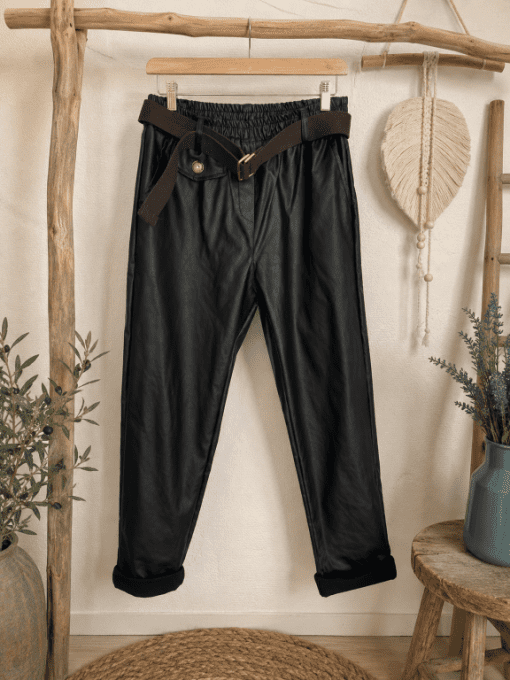 Pantalon simili cuir NOIR