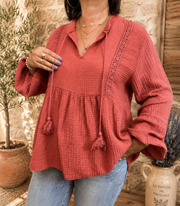 Blouse BOHEME BRIQUE