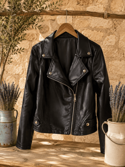 Veste simili cuir NOIR