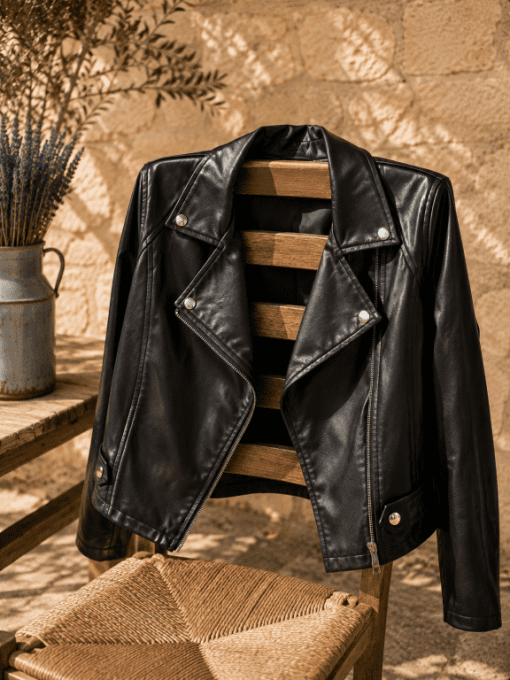 Veste simili cuir NOIR