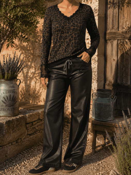 Pantalon simili cuir NOIR