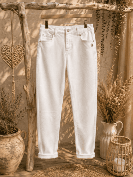 Jean Mom FLORE BLANC