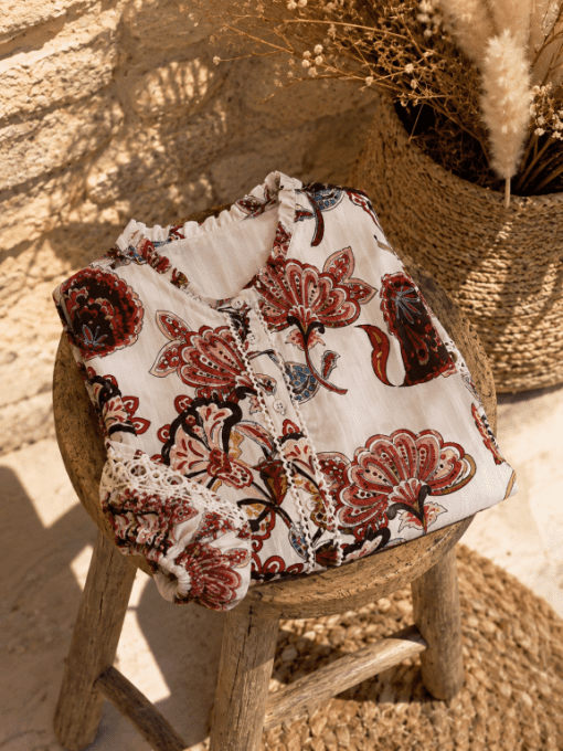 Blouse BILLIE ECRU/BORDEAUX