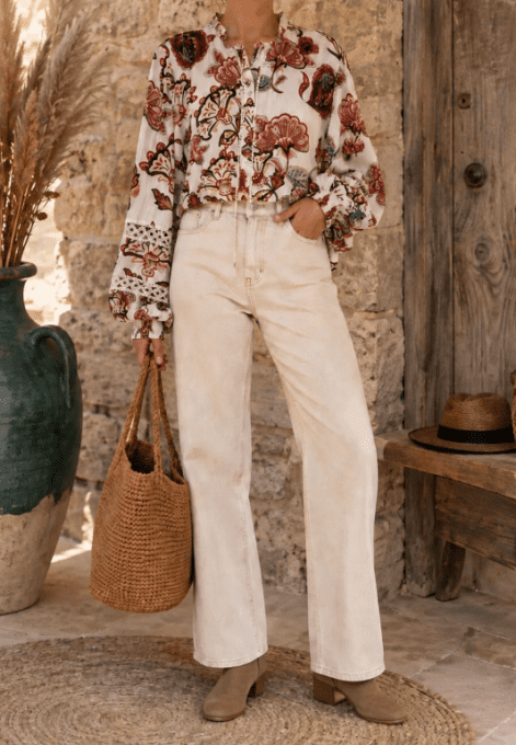 Blouse BILLIE ECRU/BORDEAUX