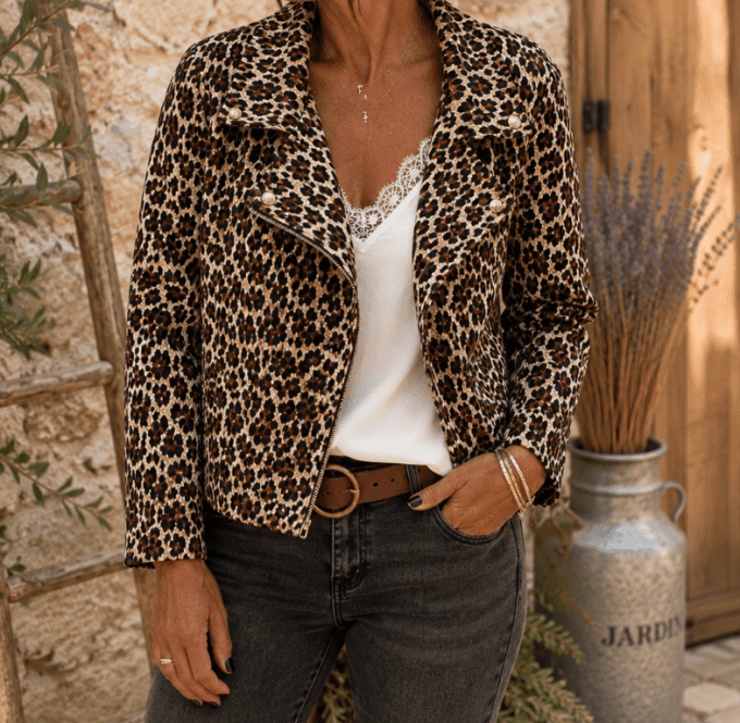 Veste suédine léopard