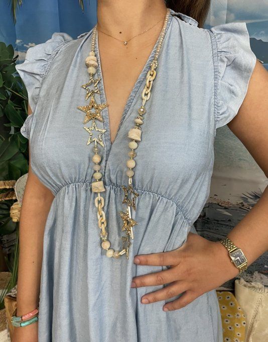 Robe longue dos ouvert TENCEL BLEU CLAIR