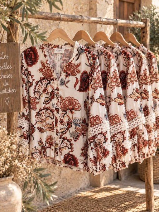 Blouse BILLIE ECRU/BORDEAUX