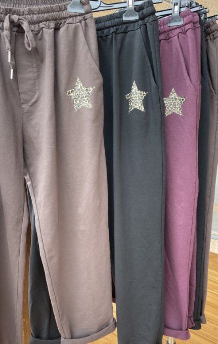 Pantalon jogging étoile léopard