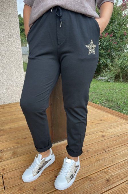 Pantalon jogging étoile léopard