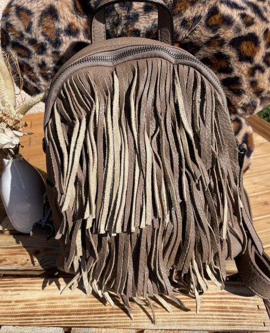 Sac à dos franges TAUPE