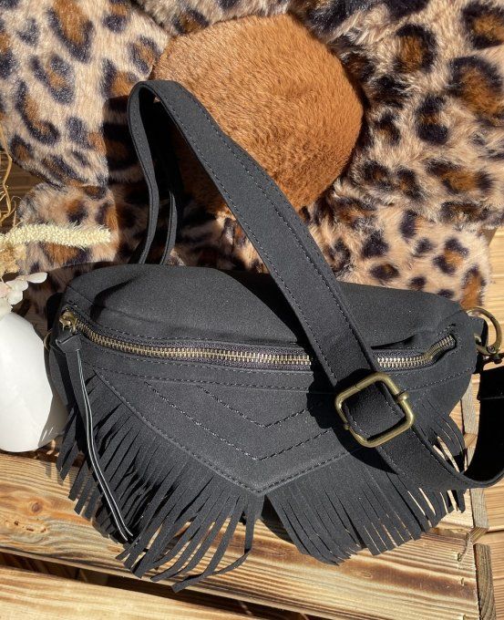 Sac banane franges NOIR