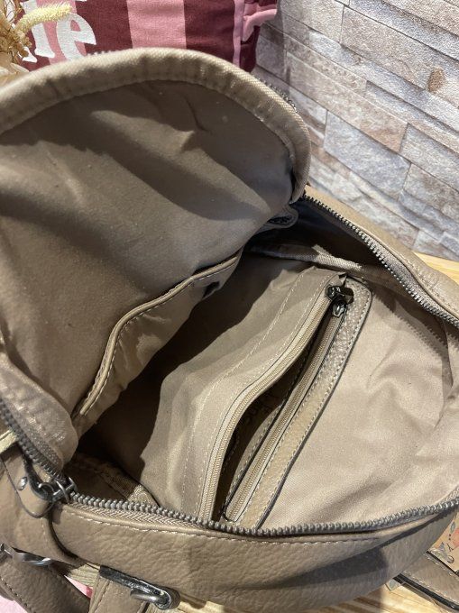 Sac à dos franges TAUPE