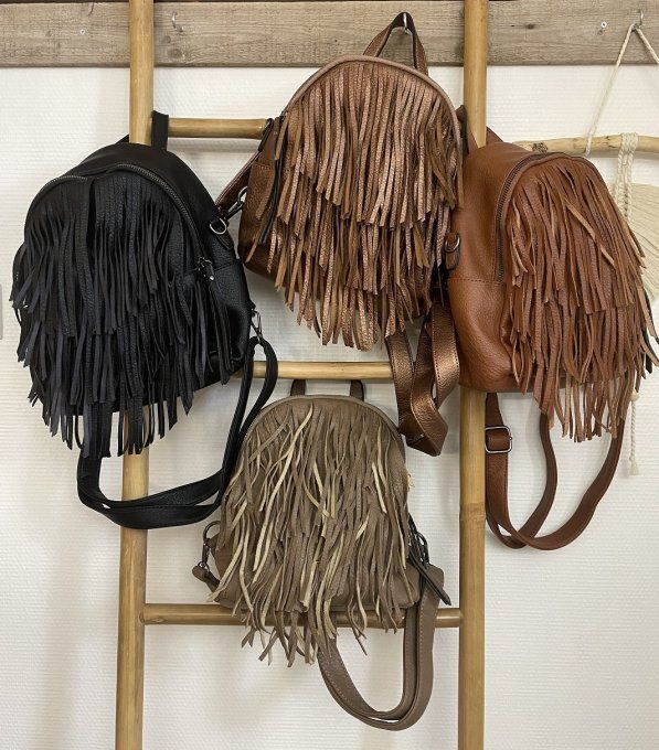 Sac à dos franges TAUPE