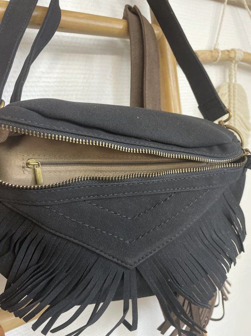 Sac banane franges NOIR