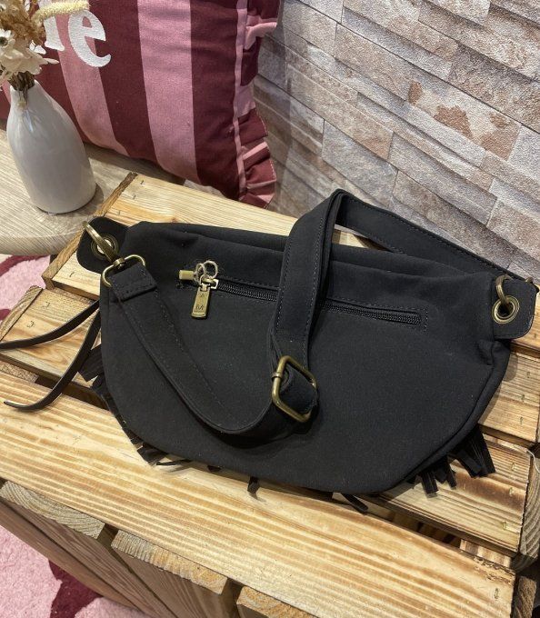 Sac banane franges NOIR