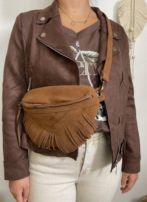 Sac banane franges CAMEL