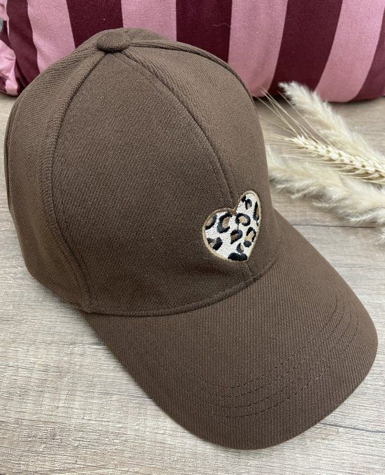 Casquette coeur léopard