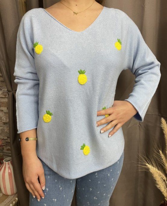 Pull ANANAS BLEU CIEL