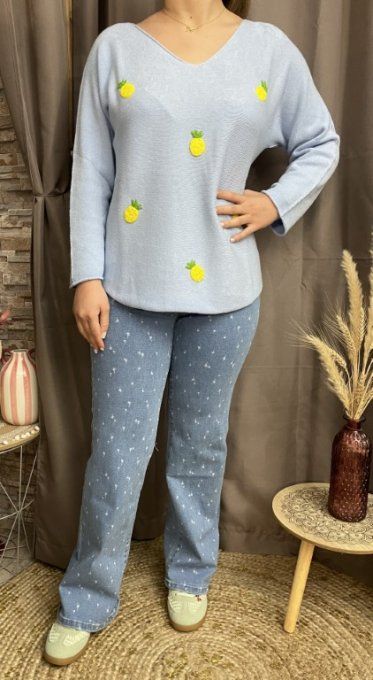 Pull ANANAS BLEU CIEL